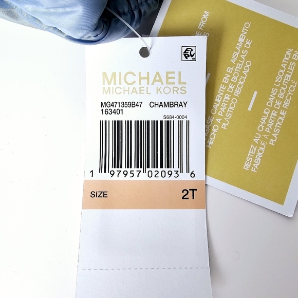 Michael Kors Chambray Blue Sherpa-Lined Puffer Coat NWT 2T - Picture 15 of 16